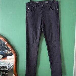 AG Adriano Goldschmied The Prima Mid-Rise Cigarette Womens 29 Black Jeans